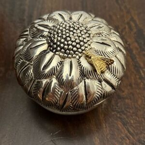 Godinger Silver Floral Trinket Box with Gold Bee Accent